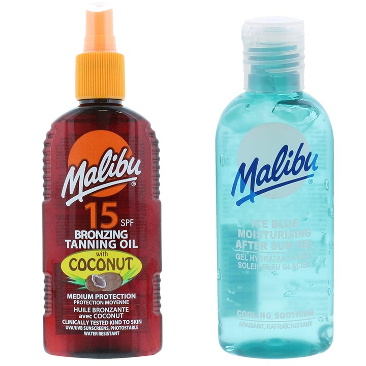 Fényvédő készlet, Malibu, Kókuszolaj SPF15 200ml + Napozás utáni gél