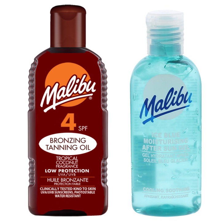 Ulei bronz Malibu Sun Oil SPF4 200ml + Gel After Sun