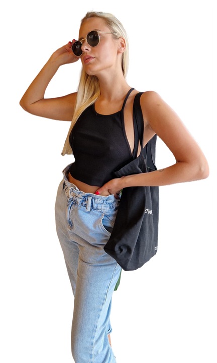 Дамски топ, Och Bella, Памук/Еластан, Черен, M