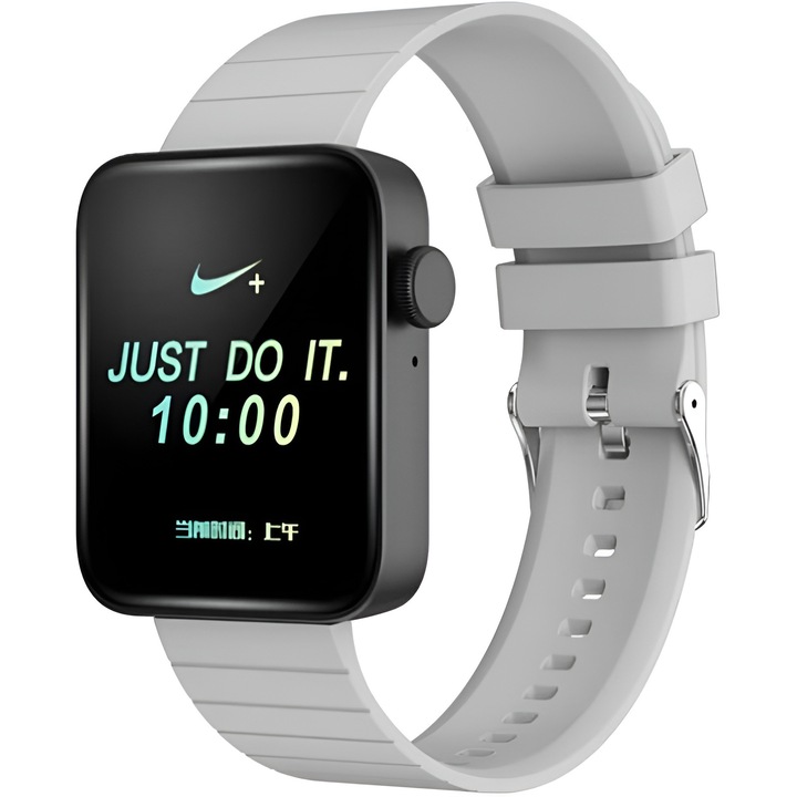 Смарт часовник IdealStore, MiniWatch Collection, AMOLED HD 1.78-инчов екран, Bluetooth приемане на обаждания и съобщения, Следене на пулса, Гласов асистент, Високоговорител, Микрофон, MP3, IP68, Аларма, Android-IOS, Дълготрайна батерия, Сив