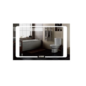 Oglinda pentru baie cu iluminare led 90x60 cm, functie dezaburire, ceas, termometru si buton Touch