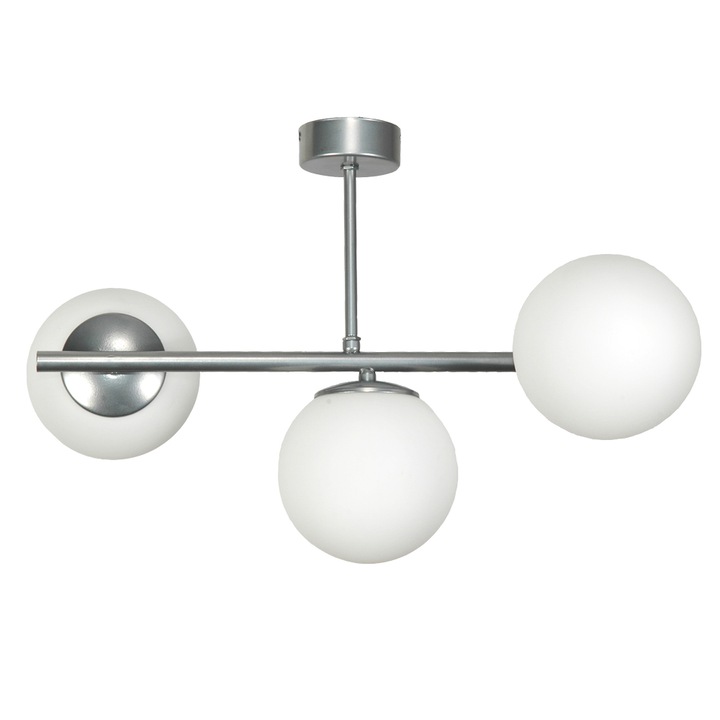 Lustra, Edylit, Metal, 3xE14, Argintiu/Alb