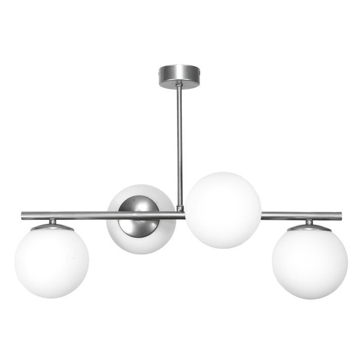 Lustra, Edylit, Metal, 4xE14, Argintiu/Alb