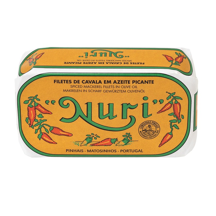 Macrou file (fara piele si oase) in ulei de masline picant Nuri, 125g