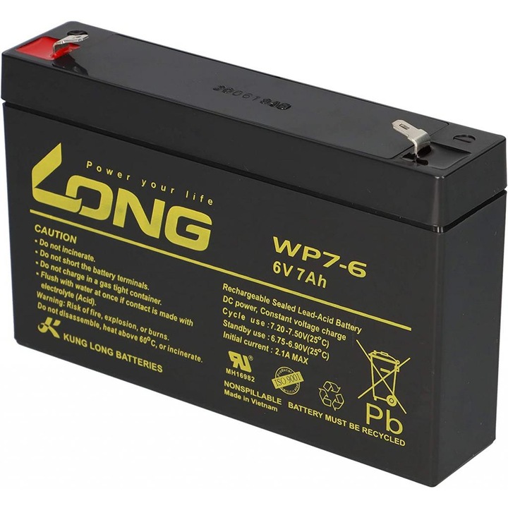 Aкумулаторна батерия Long WP7-6 TP, 6V, 7Ah