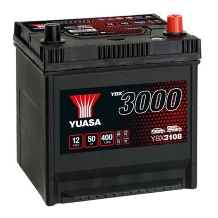 Акумулатор Yuasa, YBX3000, ASIA, 50Ah, 400A, R+