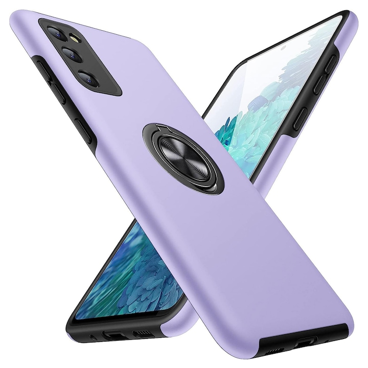Husa pentru Samsung Galaxy S20 FE, inel rotativ 360° si Kickstand, Protectie Militara Antisoc, cu disipare termica, Purple