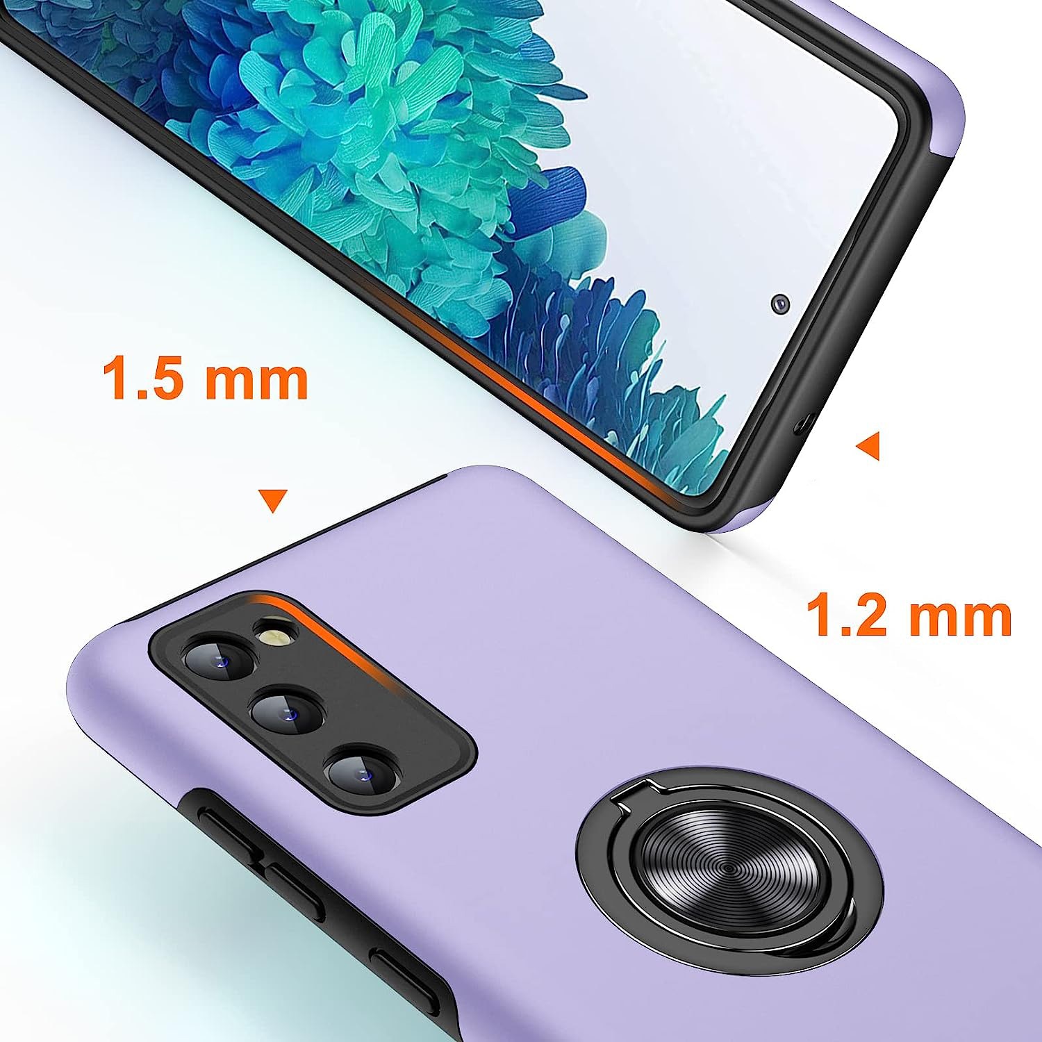 Husa pentru Samsung Galaxy S20 FE, MobileSmart, Hibrid Antisoc, Inel Rotativ 360° Magnetic pentru Suport Auto, Mov