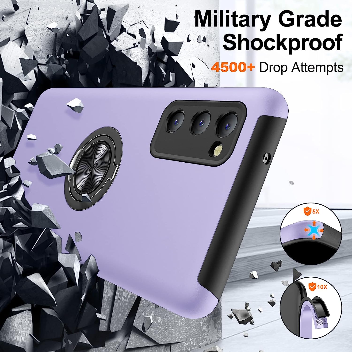 Husa pentru Samsung Galaxy S20 FE, MobileSmart, Hibrid Antisoc, Inel Rotativ 360° Magnetic pentru Suport Auto, Mov