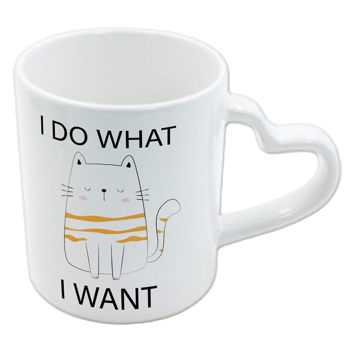 Cana alba cu toarta inima personalizata I do what I want, 325 ml, Pop Radu Daniel II