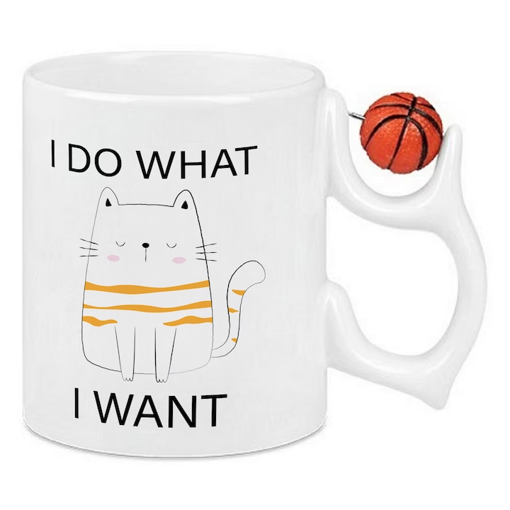 Cana alba cu toarta cu minge baschet personalizata I do what I want, 325 ml, Pop Radu Daniel II