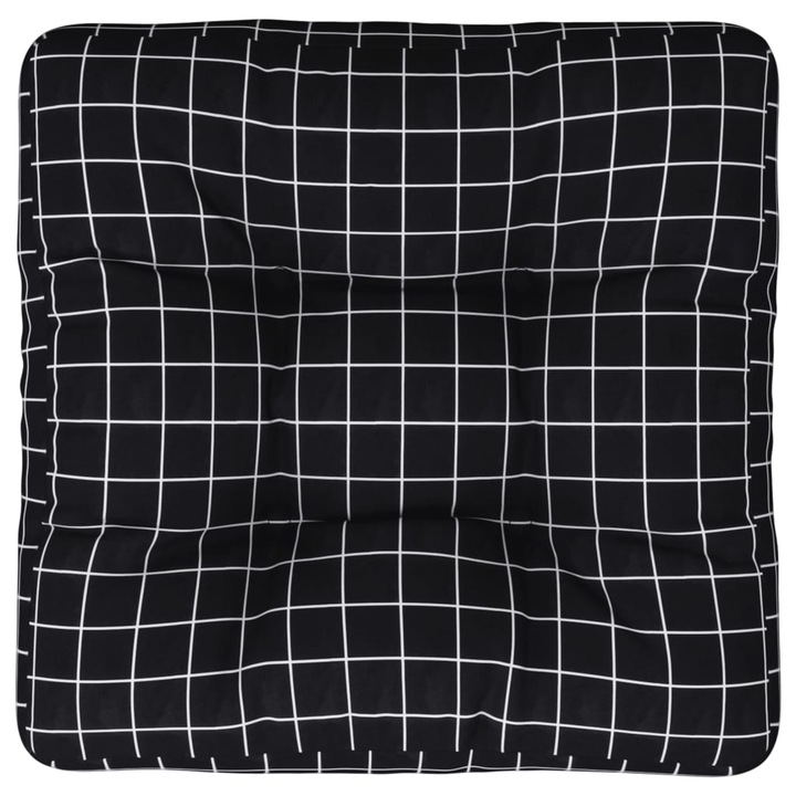 Perna de paleti vidaXL, negru, carouri, 60x60x12 cm, textil, 1.25 Kg