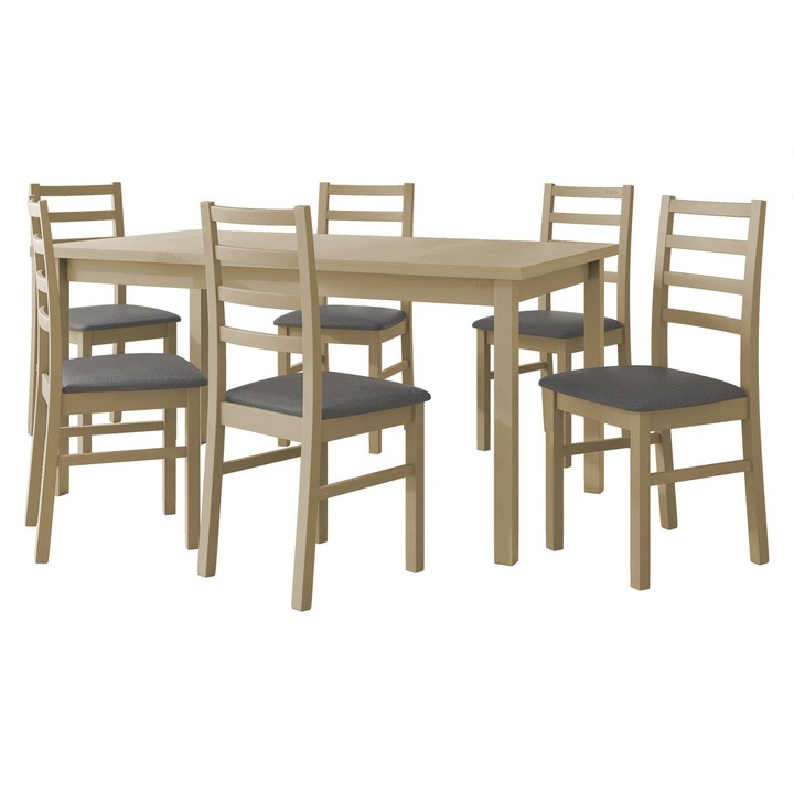 Set pentru AL002 Masa extensibila Wood 90 x 160/200 II Scaun Zefir VIII, MIRJAN 24, sonoma / gri inchis