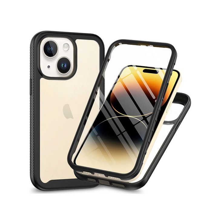 Husa Compatibila cu iPhone 15 Plus cu Folie Protectie Techsuit Defense360 Pro Negru