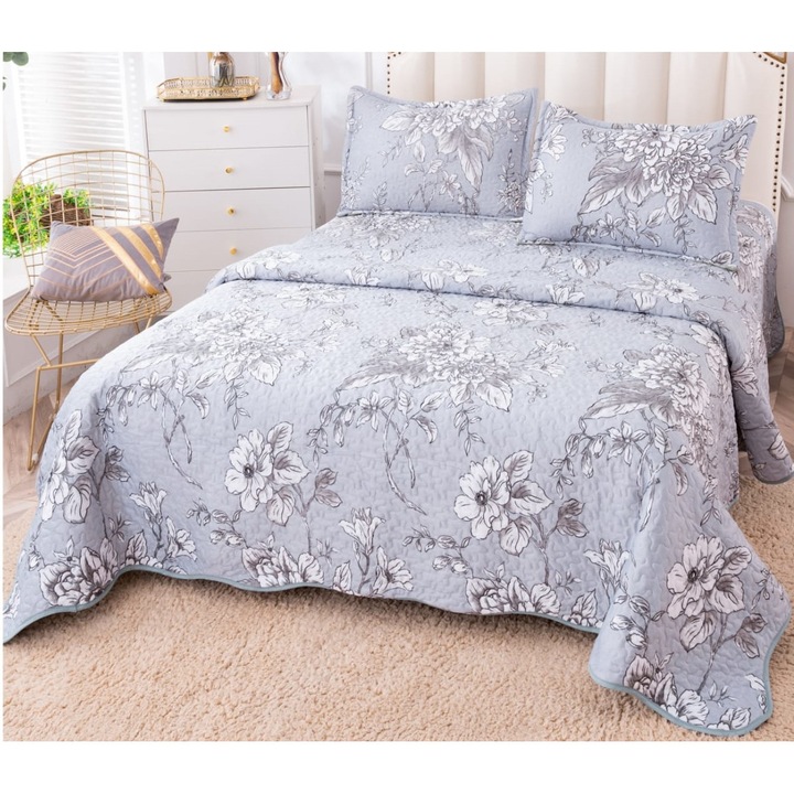 Set Cuvertura Matlasata catifea 240x220 pentru pat si 2 fata perna CVD-400