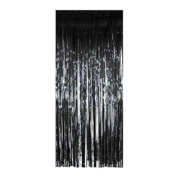 Perdea decorativa, din folie negru metalizat 100 x 200 cm pentru petreceri aniversare