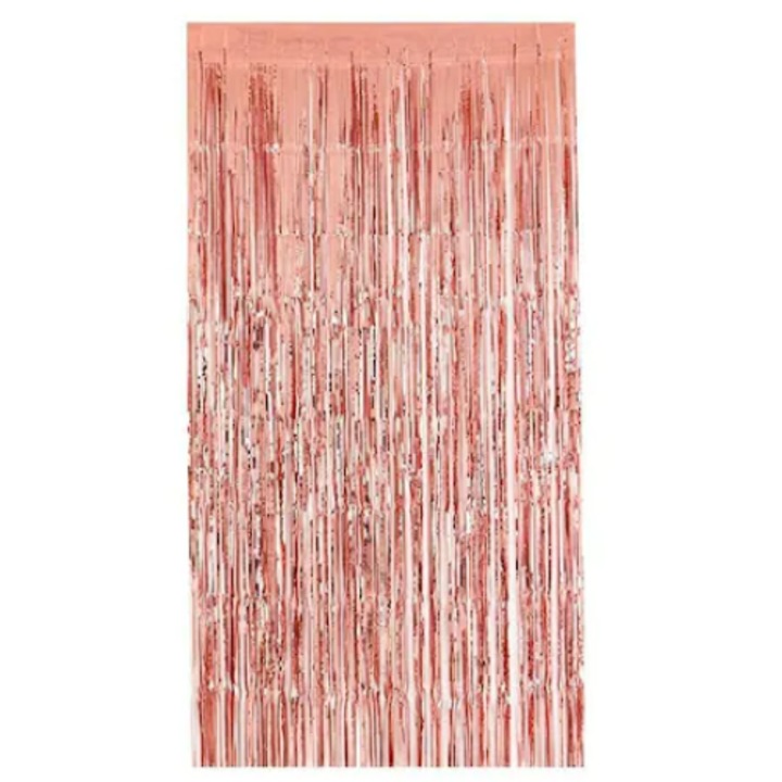 Декоративна завеса от метализирано розово златисто фолио 100 х 200 см за рожден ден