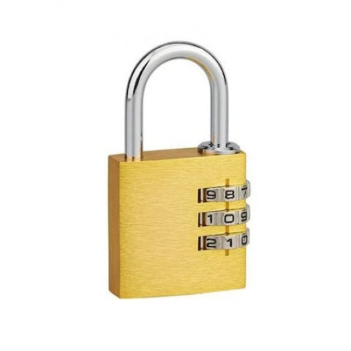 Lacat pentru interior, cu cifru, alama, 30 mm