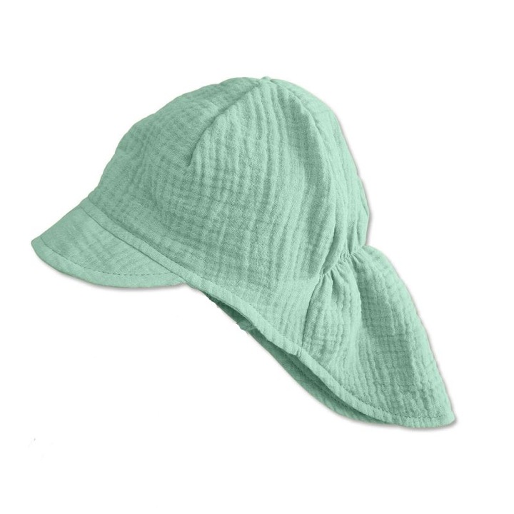 Sapca pentru copii din muselina cu cozoroc si protectie gat Maitre, Verde menta