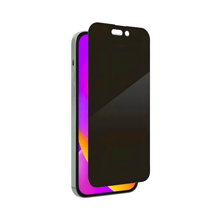 Folie protectie Privacy, compatibila IPhone 14 Pro, Full Cover Black
