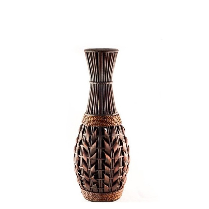 Декоративна плетена ваза, Ратан, 19X64см, Кафява