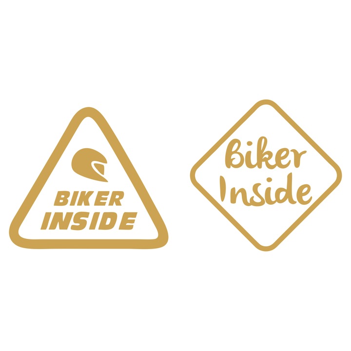 Set 2 stickere moto biker inside v3,15cm x 15cm, galben, 15cm x 15cm