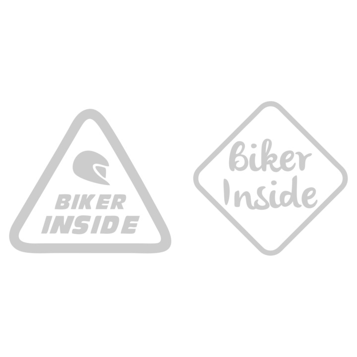 Set 2 stickere moto biker inside v3,15cm x 15cm, alb