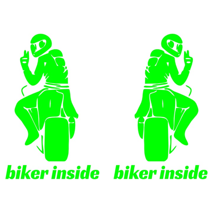 Set 2 stickere verde biker inside, 15cm x 15cm