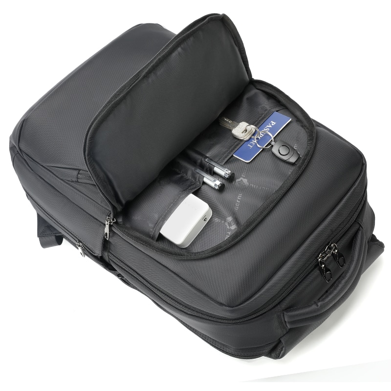 Rucsac laptop 17", smart business pentru calatorii, cu compartiment antisoc, Tigernu, 32x20x48 cm, Negru