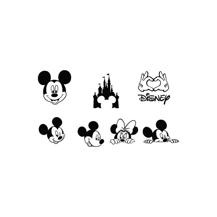 Sticker 7 modele Disney, Mickey Mouse, Minnie Mouse, 50 cm fiecare