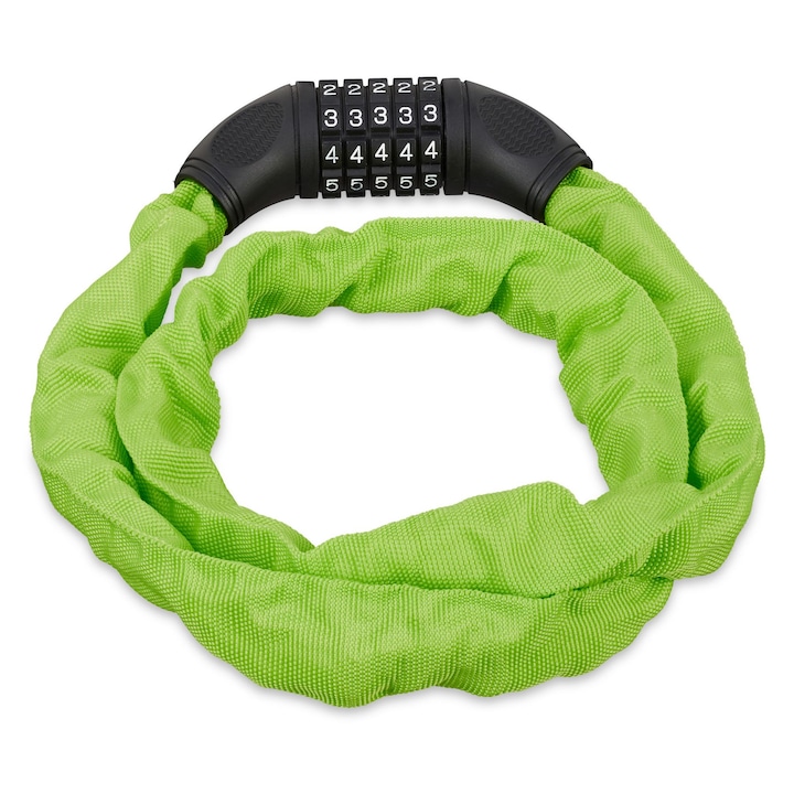 Antifurt cu cifru pentru bicicleta, Relaxdays, verde