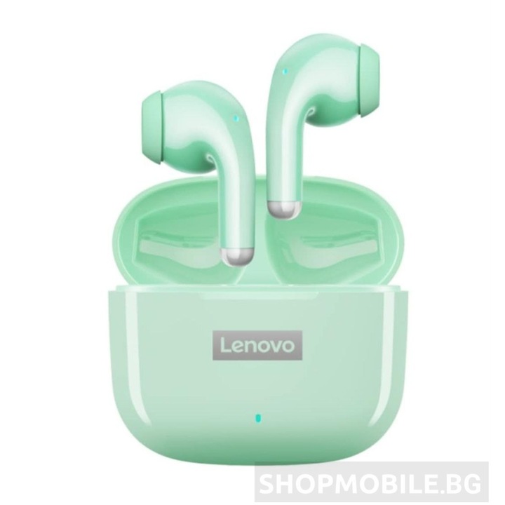 Слушалка Lenovo Thinkplus LP40, Bluetooth 5.1, безжична, водоустойчива, HD звук, ограничаване на шума, Зелено
