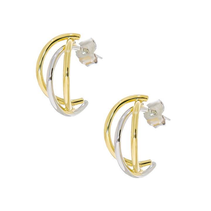 Cercei Argint Doua Culori pe Lob