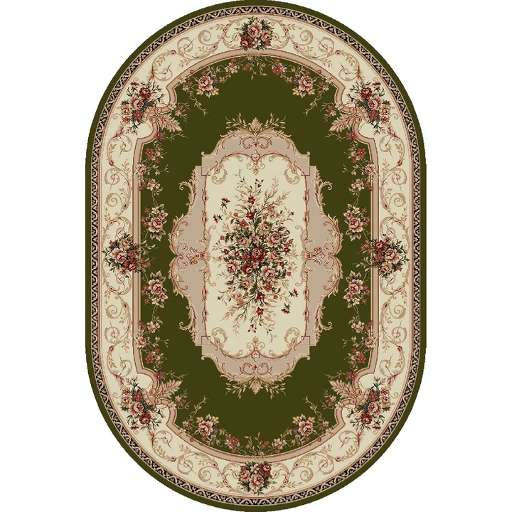 Овален килим, Модел Лотос 507, Зелен 100 х 200