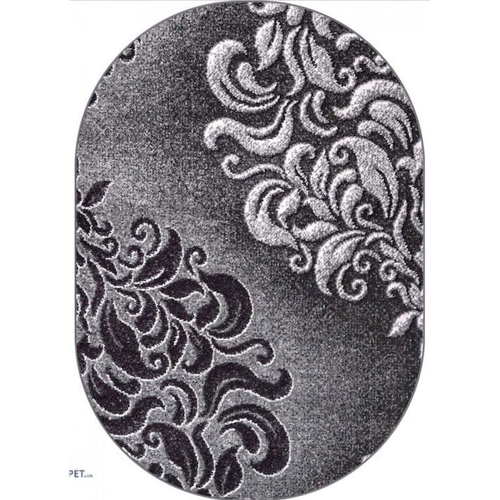 Covor Oval Model Covorexpert Mira 24031-619, Marime 160 x 230 cm, Gri, Lungime Fir 6 mm, Antialergic, Polipropilena, Living, Dormitor, Sufragerie, Birou 160 x 230