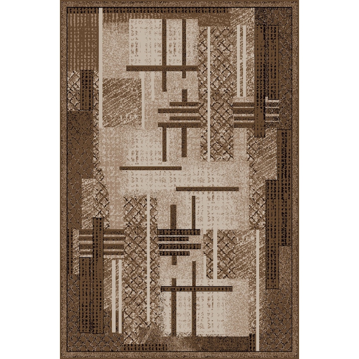 Правоъгълен килим, Модел Луна 1823/12, 1800 гр/м2, Кафяв 200 х 300