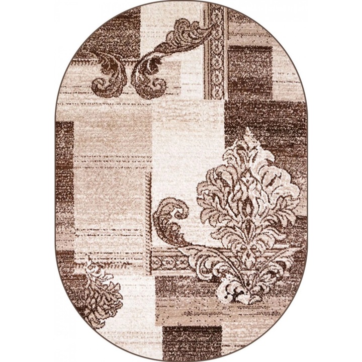 Modern szőnyeg, Cappuccino 16009, 60x110 cm, Ovális, Bézs/Barna 1700 gr/m2