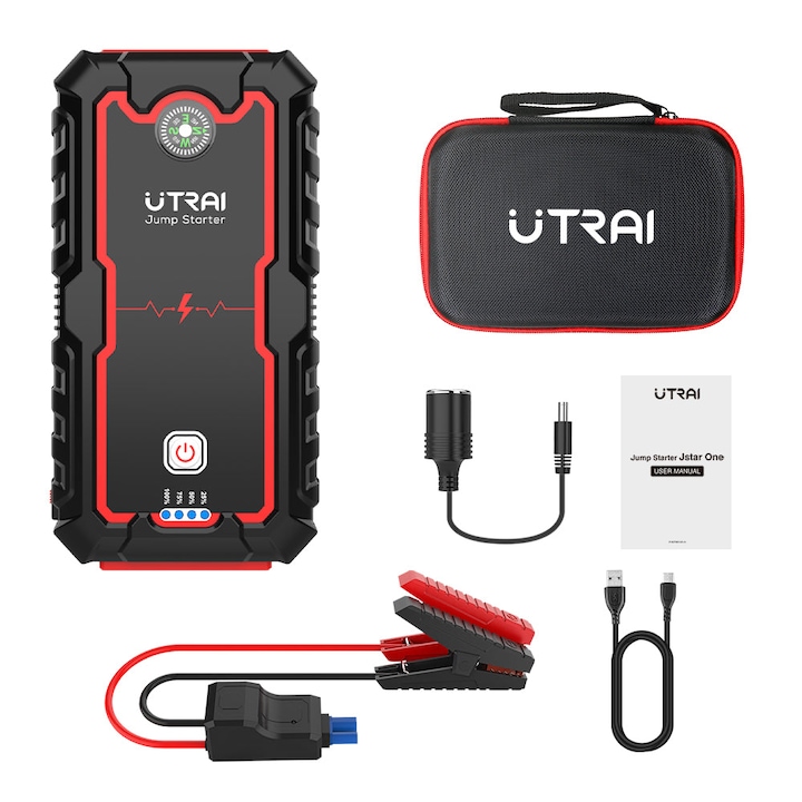 Starter auto multifunctional 2000A UTRAI JSTAR ONE, acumulator extern, lanterna, potrivit pentru motor de pana la 8,0 litri pe gaz si 6,5 litri diesel