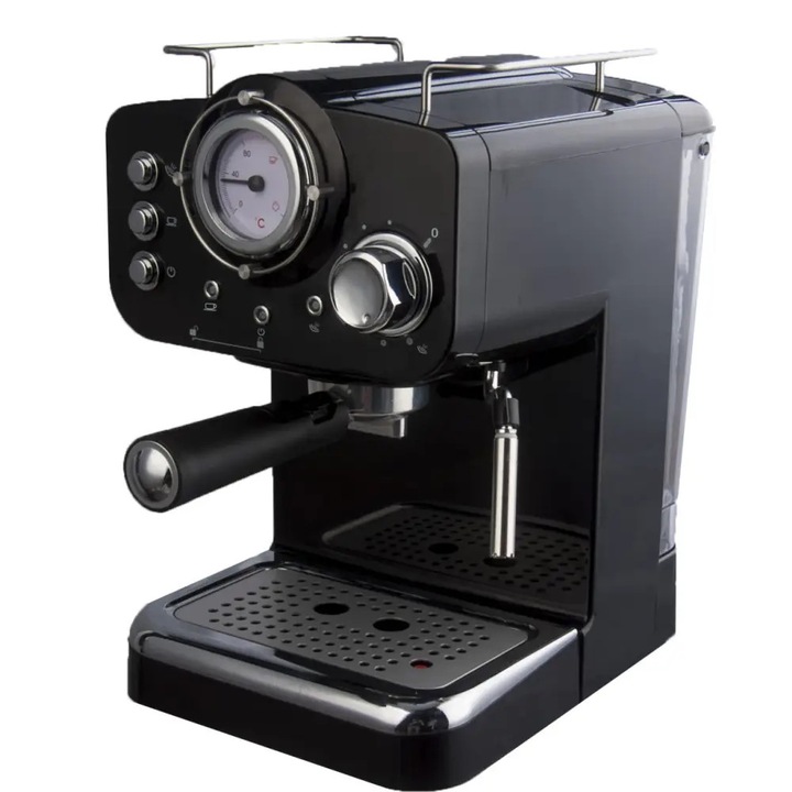 Espressor ARIELLI KM-501B, 1100 W, Oprire automata, Duza abur, Blocare acces copii, 15 Bar, Negru