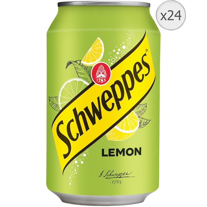 Bautura Carbogazoasa Schweppes Lemon , doza, 24x0,33L
