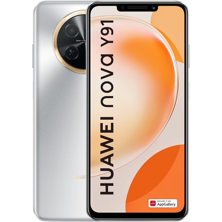 Telefon mobil Huawei Nova Y91, Dual SIM, 8GB RAM, 128GB, 4G, Moonlight Silver