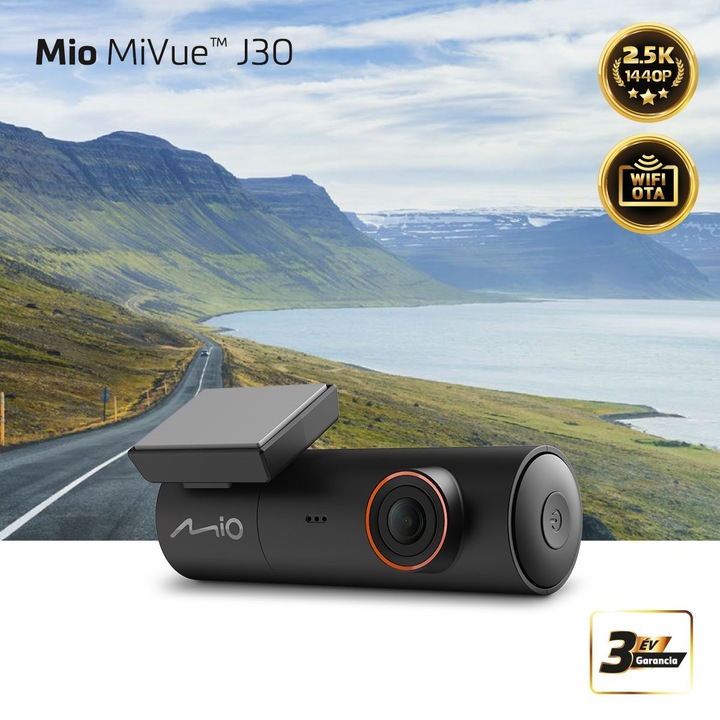 Mio MiVue J30 autós videokamera, 2.5K 1440P, Akkumulátor: 3mAh, Széles látószög: 140°, Integrált Wifi