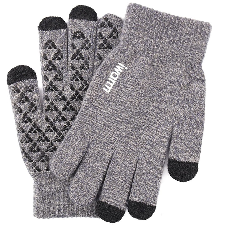 Manusi de iarna barbati, Izmael, Poliester, Gri, 21 cm