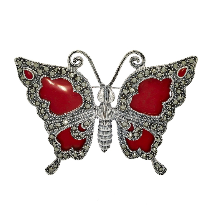 Brosa Argint Fluture Semipretios