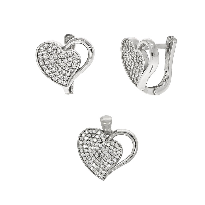 Set Argint Inimi cu Zirconii