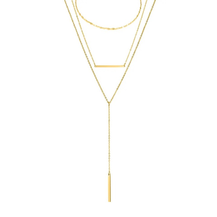 Set trei coliere aurii placate cu aur de 14 k cu pandantiv STCOL088