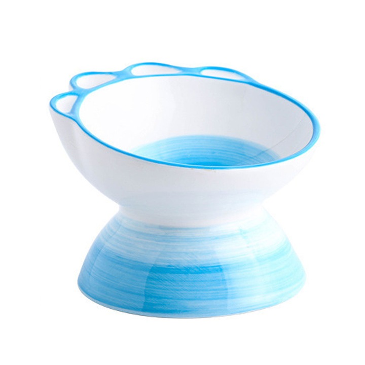 Castron pentru pisici, AMRINUGL, ceramica, design inclinat, albastru, 15x5cm