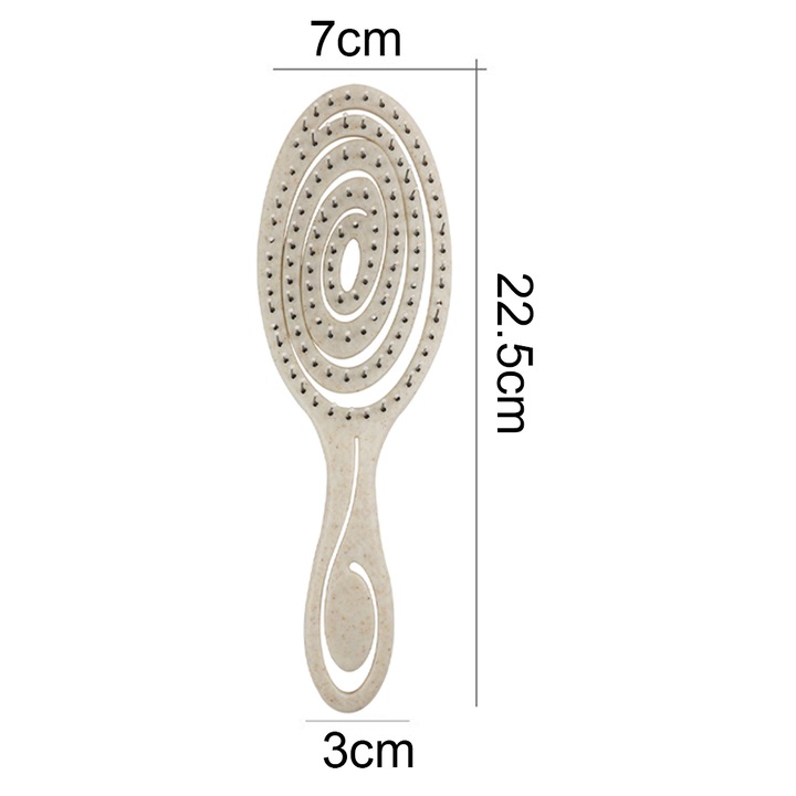 Perie de par detangling, peri fini, alb, 22x7cm