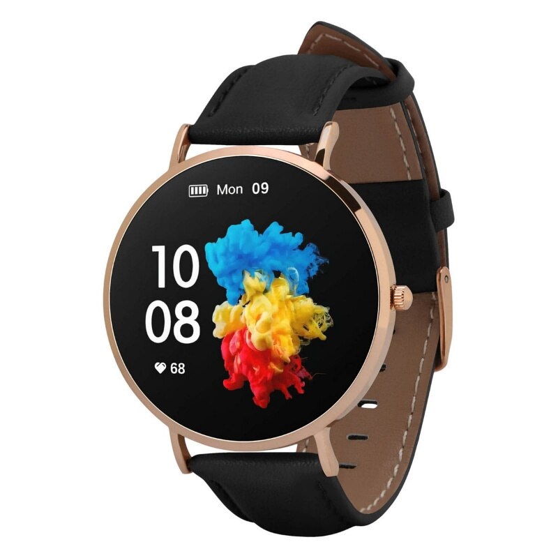 Ceas inteligent, GARETT, Verona, Piele, Auriu/negru - eMAG.ro