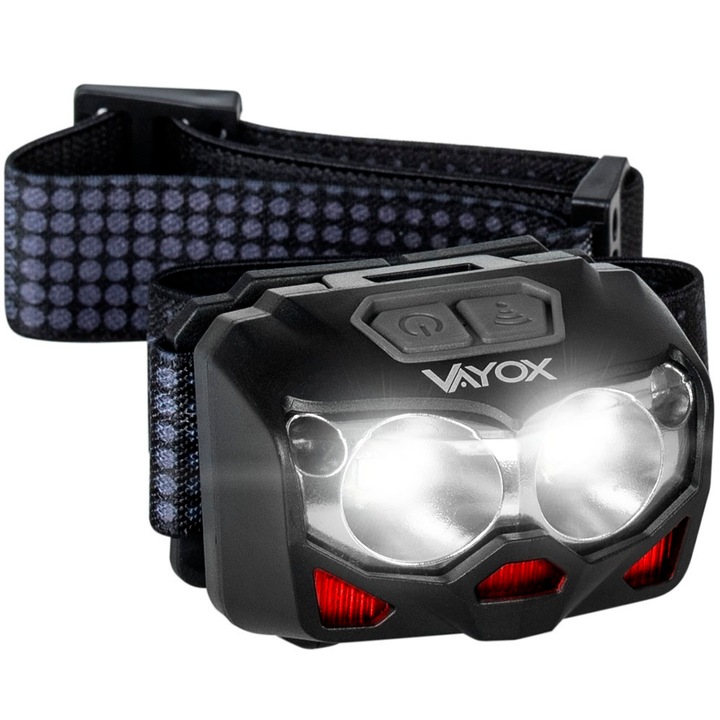 LED челник Vayox, XTE 5W 500lm, USB-C, 5 режима на светене, Водоустойчив, Черен